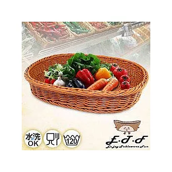 【伊藤發】手工編織粗籐歐式大橢圓OV置物籃(咖啡)