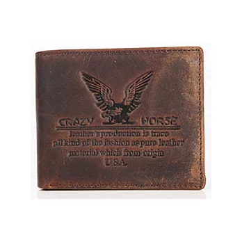 【JENHAO】老鷹圖騰三夾式牛皮短夾 0423-1