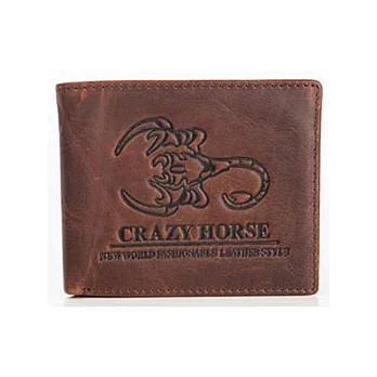 【JENHAO】蠍子圖騰三夾式牛皮短夾 0422-2