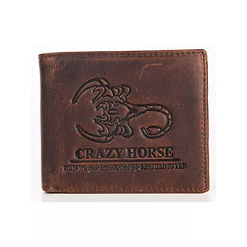 【JENHAO】蠍子圖騰三夾式牛皮短夾 0423-2