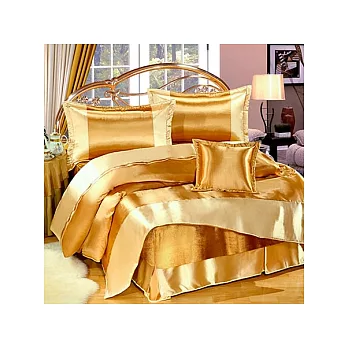 【Saebi-Rer_緞采風華.金】加大五件式台灣精製絲緞舖棉床罩組