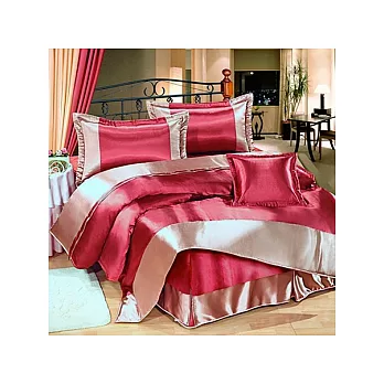 【Saebi-Rer_緞采風華.紅】加大五件式台灣精製絲緞舖棉床罩組