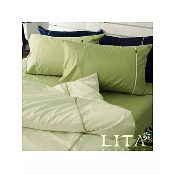 LITA麗塔(繽紛玩色－抹茶)雙人四件式純棉兩用被床包組