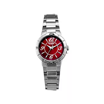 entree亮彩之星時尚晶鑽女錶(酒紅)