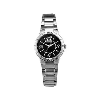 entree亮彩之星時尚晶鑽女錶(銀黑)