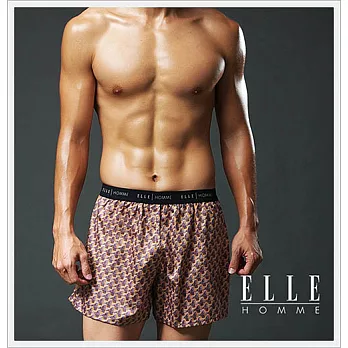 88節活動ELLE HOMME精梳純棉印花平織平口褲《超值3件組》灰橘色M灰橘色