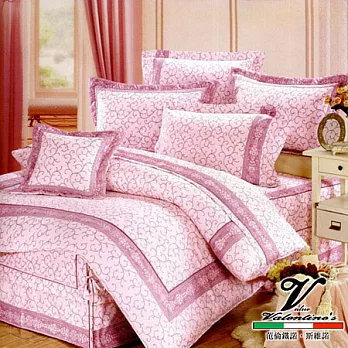 【Valentine’s風雅逸情.粉】加大八件式精梳棉兩用被床罩組