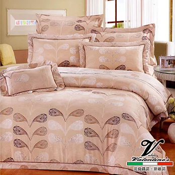 【Valentine’s圖騰葉影】加大八件式頂級60支活性精梳棉兩用被床罩組