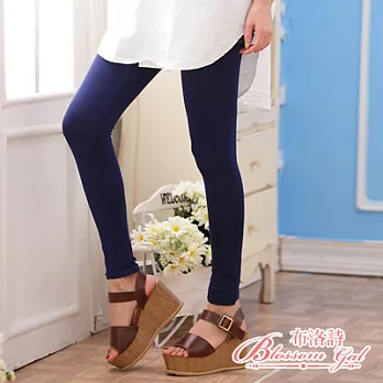 Blossom Gal糖果色系棉料彈性內搭褲(深海藍)