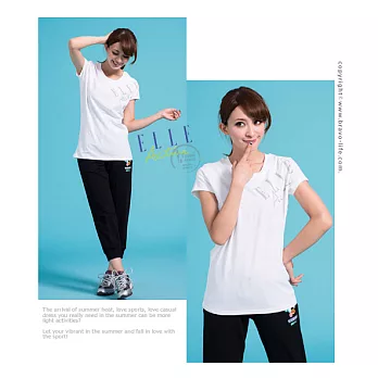 ELLE Active 圓領印花T恤_白M白色