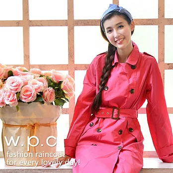 【w.p.c.】雙排釦款。時尚雨衣/風衣FREE桃紅