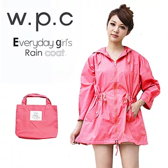 【w.p.c.】腰抽繩九分袖。時尚雨衣/風衣FREE桃紅