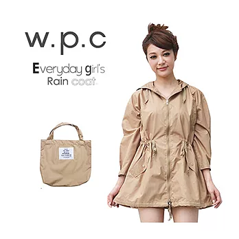 【w.p.c.】腰抽繩九分袖。時尚雨衣/風衣FREE卡其
