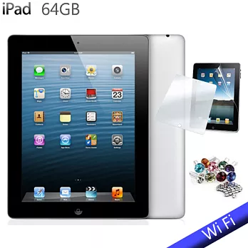 NEW IPAD 4(台灣公司貨) Wi-Fi 版 64GB+保護貼 贈送水鑽耳機防塵塞黑