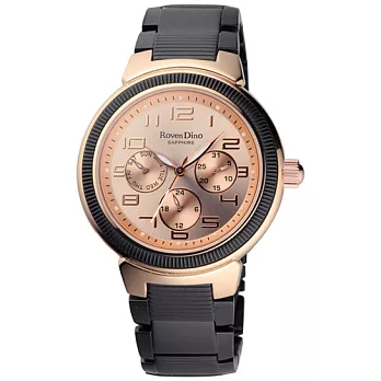 Roven Dino羅梵迪諾 隨想曲三環腕錶-黑金/大