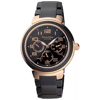 Roven Dino羅梵迪諾 隨想曲三環腕錶-黑面/大