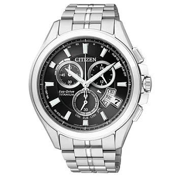 CITIZEN 王牌紳士光動能太金屬腕錶(銀黑)