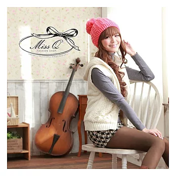 MISS Q【9444】韓國針織勾花內裏鋪棉背心FREE黑色