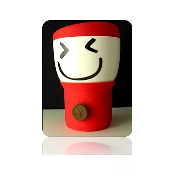 微笑開運隔熱矽膠骨瓷杯(紅色)