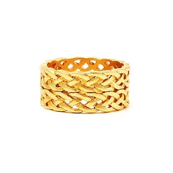 【GORJANA】美國品牌~Lenox Ring細緻編織鑲18K金雙層寬版戒指