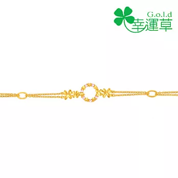 幸運草金飾 ♣幸運花圈♣ 黃金手鍊