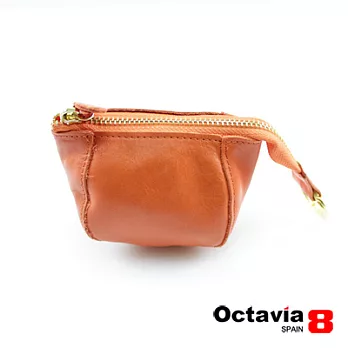【OCTAVIA 8真皮】大水餃之牛皮小零錢包 - 桔