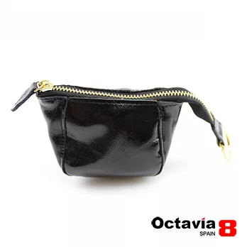 【OCTAVIA 8真皮】大水餃之牛皮小零錢包 - 黑
