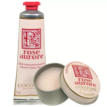L’OCCITANE歐舒丹 曙光玫瑰護手霜(30ml)+曙光玫瑰護唇蜜(8g)