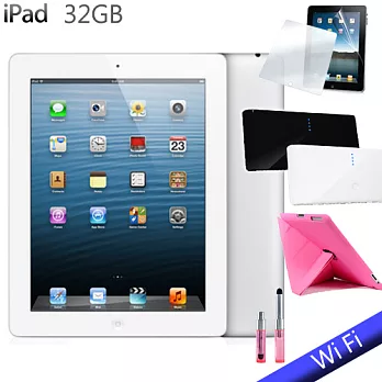 NEW IPAD 4(台灣公司貨) Wi-Fi 版 32GB+皮套+保護貼+行動電源+迷你觸控筆+螢幕擦拭布白