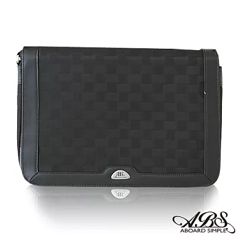 ABS愛貝斯 復古風采 A4可入 格紋橫式商務大容量側背包 (典雅黑) 06-084