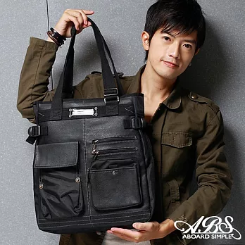 ABS愛貝斯 潮流時尚 A4可入 細緻皮革複合材質 大型商務肩背包 (典雅黑) 06-080