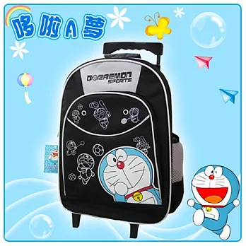 【哆啦A夢】㊣版授權 16吋運動拉桿三層後背書包(二色)黑色