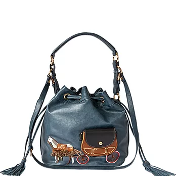 小馬包手工水桶包 貴族藍 肩側背束口帶Angel’s garden卡瑞吉系列AG12HCR03GR