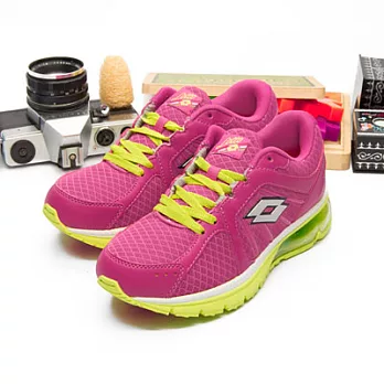 女 LOTTO - 大氣墊亮彩跑鞋--PUNTO FLEX--桃螢綠--107323桃螢綠