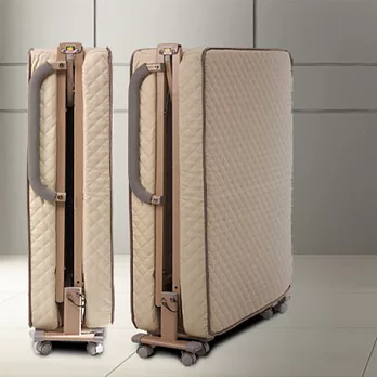 【Air】日系時尚菱格風格14段輪式收納折疊床白色