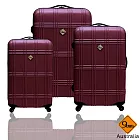 Gate9 經典蘇格蘭紋系列ABS輕硬殼旅行箱/行李箱/登機箱三件組棗紅色