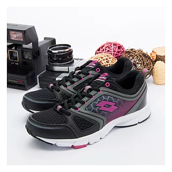 女 LOTTO- 輕量慢跑鞋--樂活家 黑灰桃 706023黑灰桃