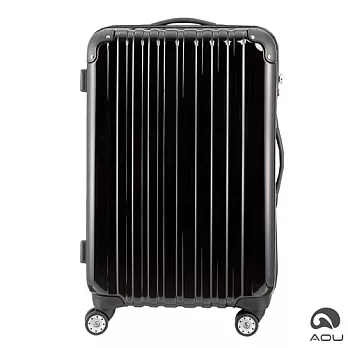 AOU微笑旅行 28吋 隨箱式TSA海關鎖鏡面硬殼箱 靜音雙跑車輪 (沈穩黑) 90-009A