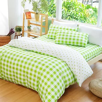 cheri【無印風格-綠】雙人三件組床包/枕套綠