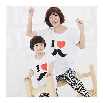 愛奢侈親子裝~我愛俏鬍子斑馬紋內搭褲套裝親子裝母子裝(小孩)90白