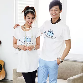 愛奢侈親子裝~韓版特別皇冠長版T恤親子裝情侶裝(媽媽)S白