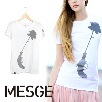 【MESGE】蕭青陽 x David 槍與玫瑰 I I IDOL系列 女T-Shirt T恤 S 白
