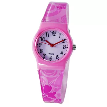 休閒流行款-簡約風格輕薄數字石英膠錶-男錶/女錶/中性錶(粉色)