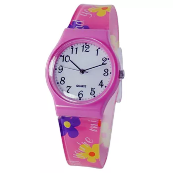 休閒流行款-花漾風格輕薄數字石英膠錶-(粉)-男錶/女錶/中性錶(粉色)