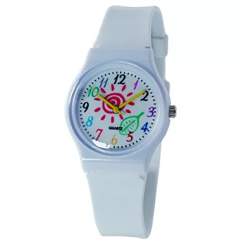 休閒流行款-童趣風格輕薄數字石英膠錶-男錶/女錶/中性錶(白色)