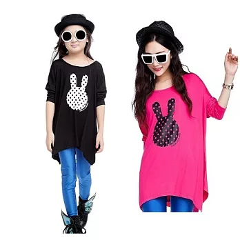 愛奢侈親子裝~兔子妹妹寬版造型時尚母女親子裝(媽媽)M玫紅