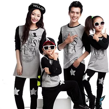 愛奢侈親子裝~時尚家族黑灰拉克蘭袖上衣親子裝(媽媽)S灰+黑