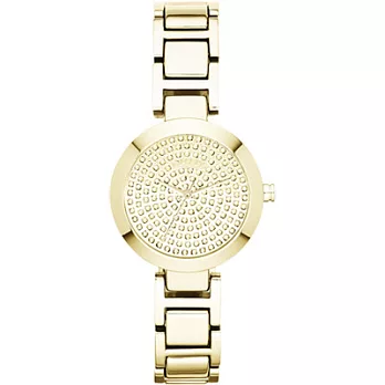 DKNY 幸福璀璨晶鑽時尚腕錶(鋼帶-金)