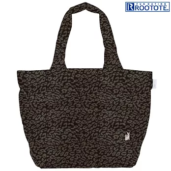 日本ROOTOTE時尚印花輕巧羽毛大容量肩背包-黑底豹紋(768301)