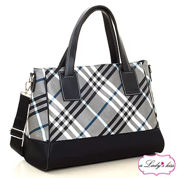 【a Lady ’s真皮】英倫輕旅行肩背二用包(藍灰)